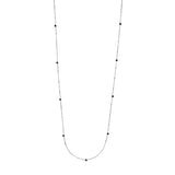 Sterling Silver Black Bezel Saturn Chain Long Necklace