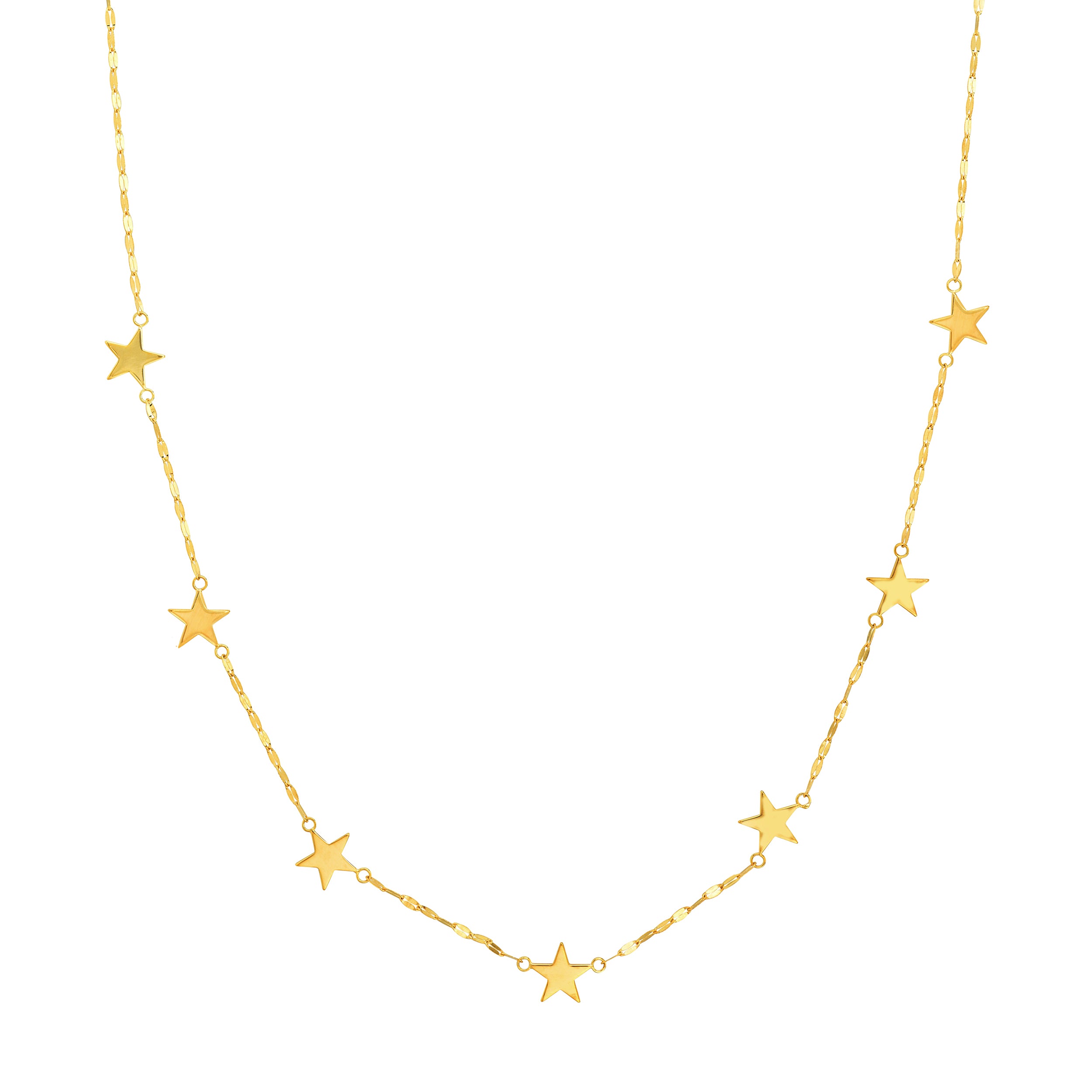 Flat Mariner Chain Star Stations Necklace