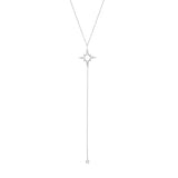 North Star and CZ Bezel Lariat Necklace