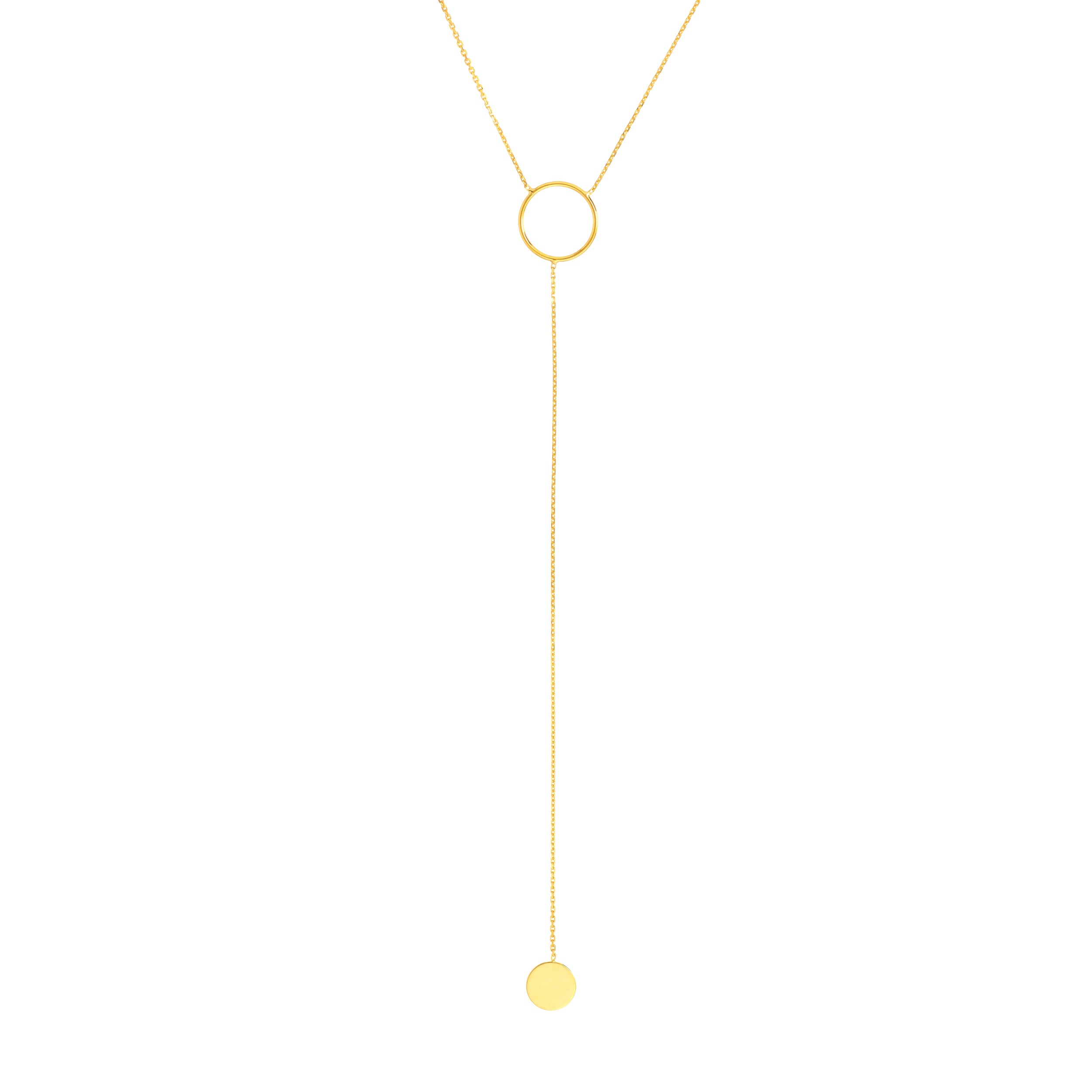 Circle and Engravable Disc Lariat Necklace