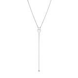 Sterling Silver Evil Eye with CZ Drop Lariat Necklace