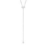 Sterling Silver CZ Heart Drop Lariat Necklace