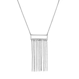 Sterling Silver Open Bar with Fringe Adjustable Necklace