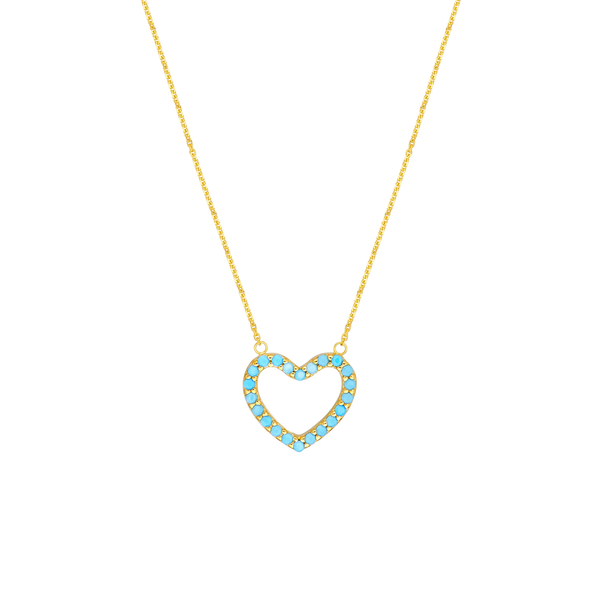 Simulated Turquoise Open Heart Adj. Necklace