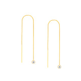 Bezel Set CZ Threader Earrings