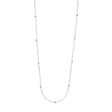 Sterling Silver Turquoise Bezel Saturn Chain Long Necklace