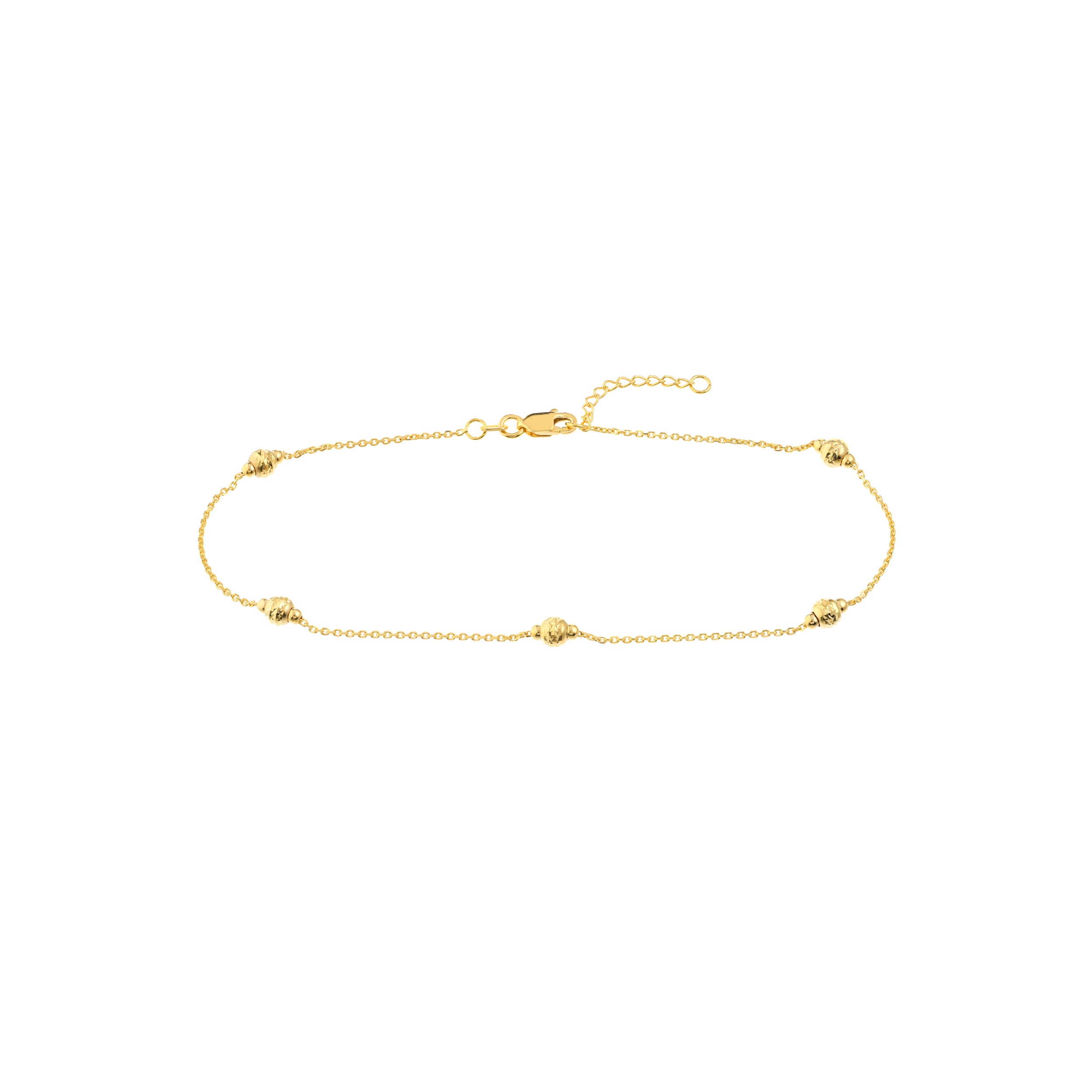D/C and Mini Polished Bead Adjustable Anklet