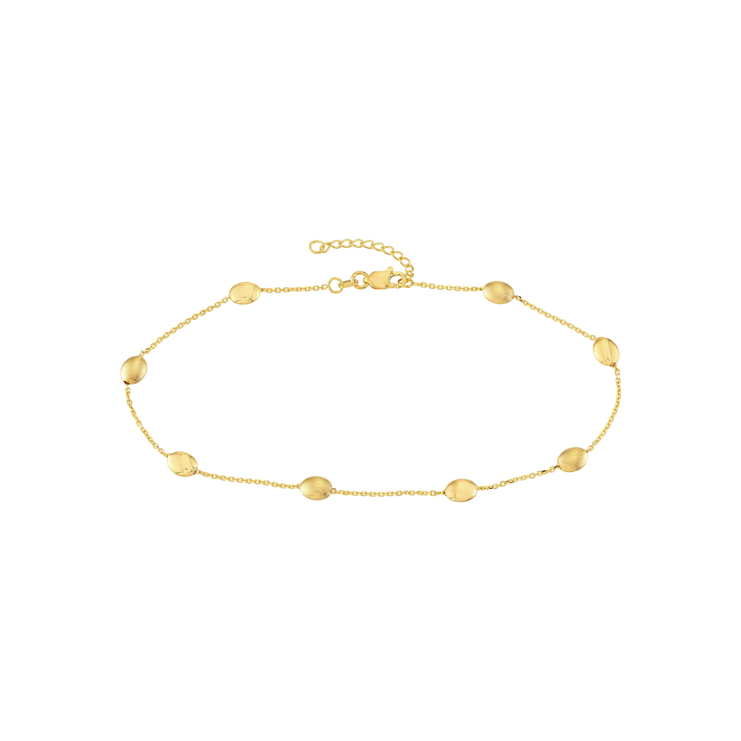 Satin and Polished Coffee Bean Adj Anklet