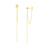 Front to Back CZ Bar Chain Drop Earrings