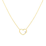 Two-tone Open Wire Heart Necklace with Diamond