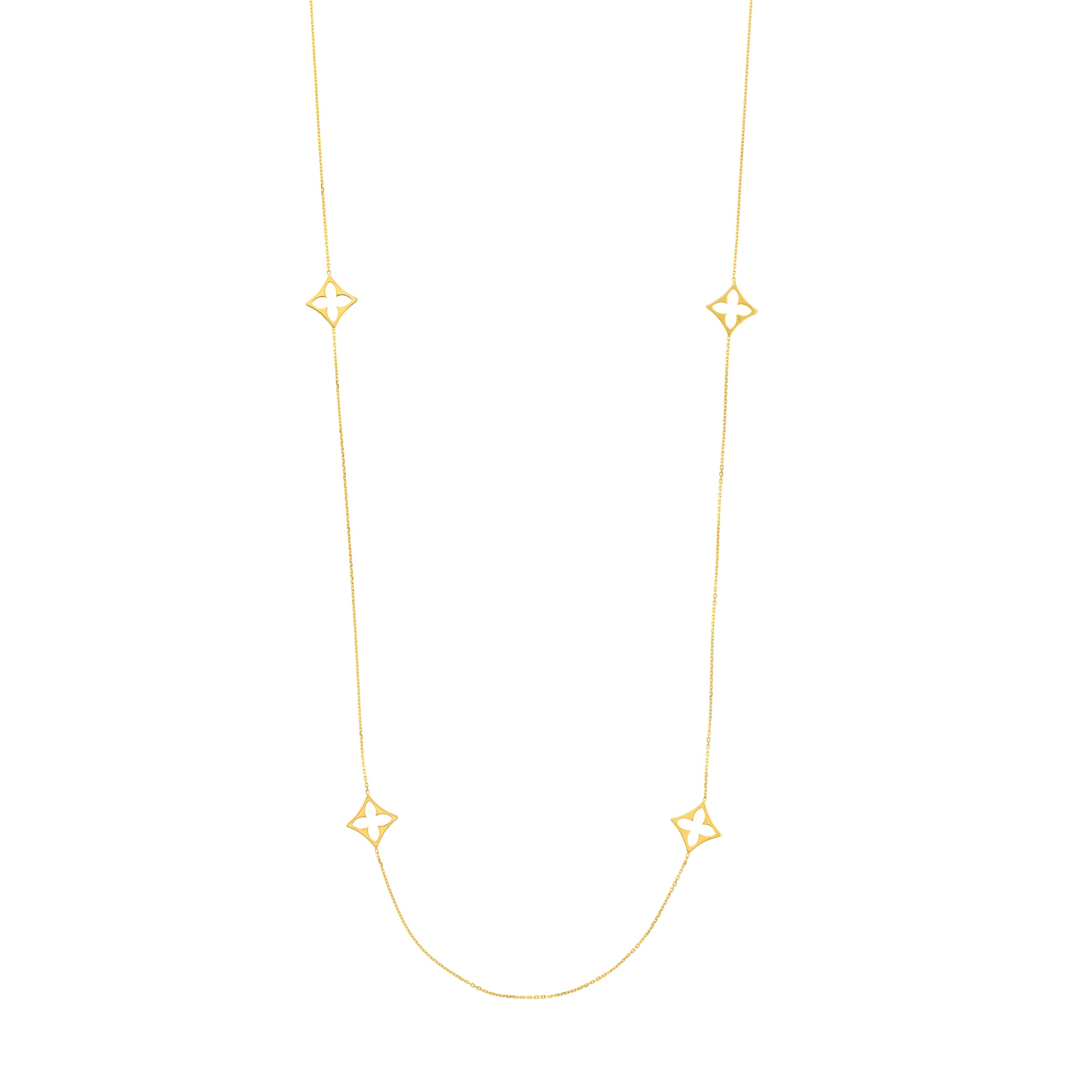 Long Chain Necklace with Floral Stations