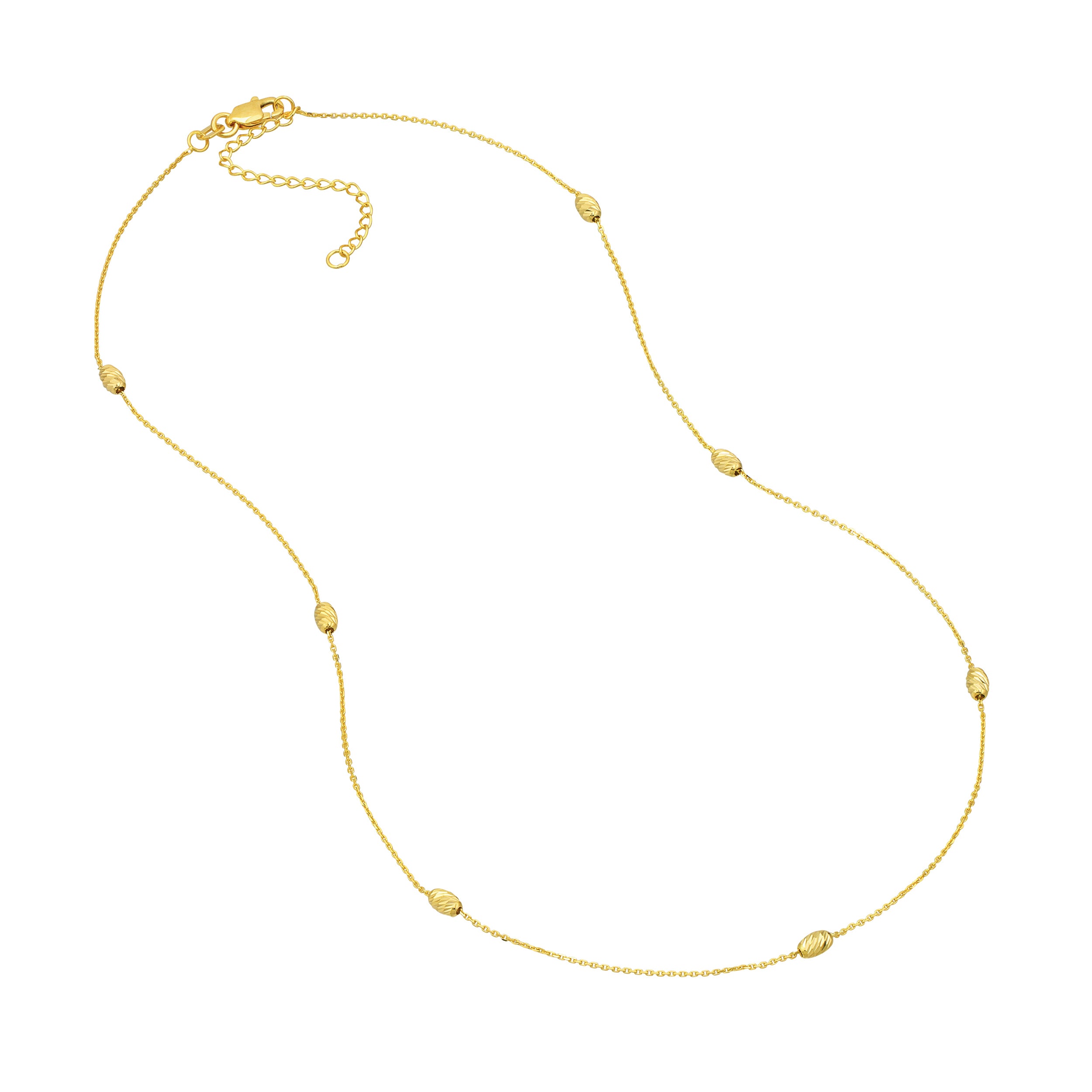 Moon Cut Bead Stations Adjustable Necklace