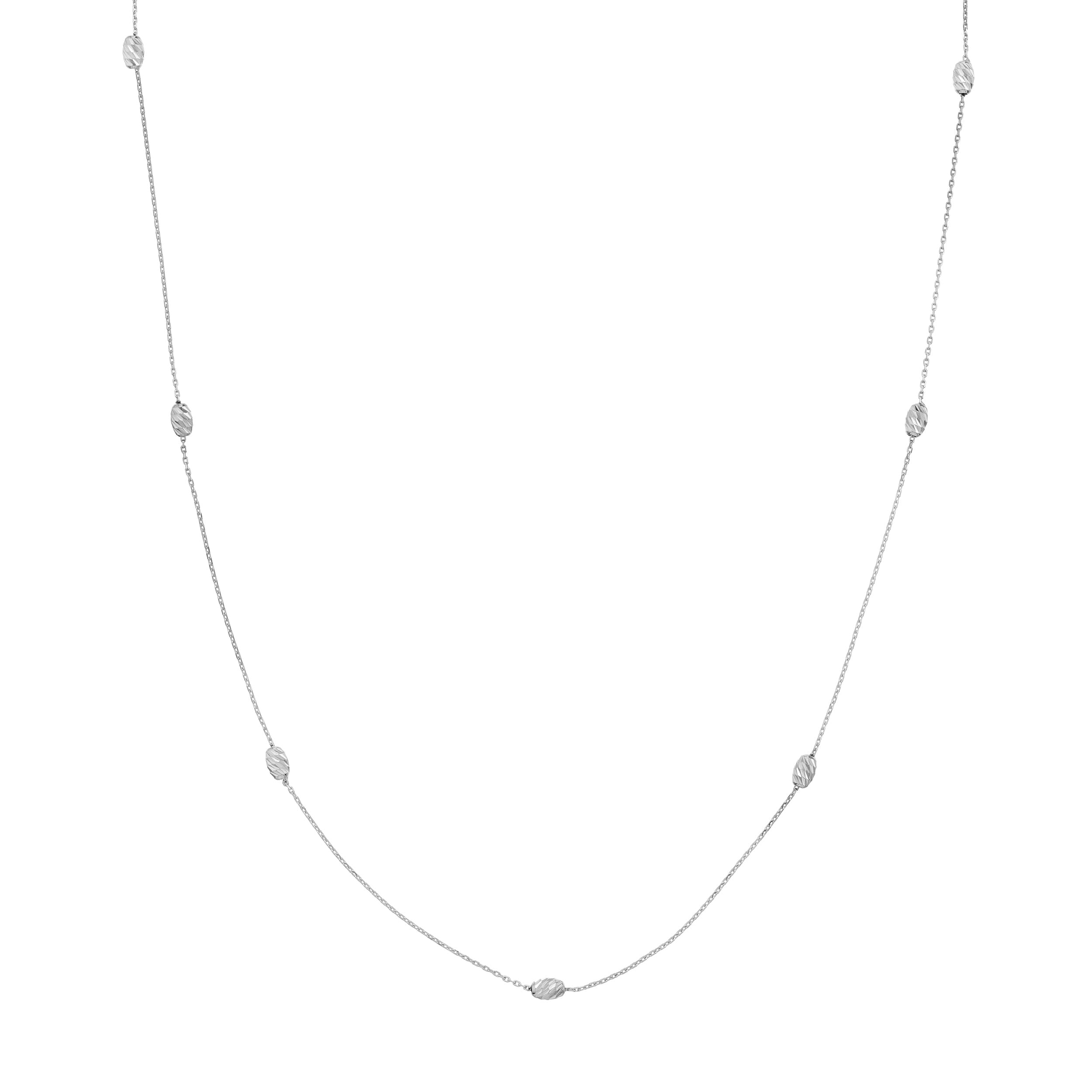 Moon Cut Bead Stations Adjustable Necklace