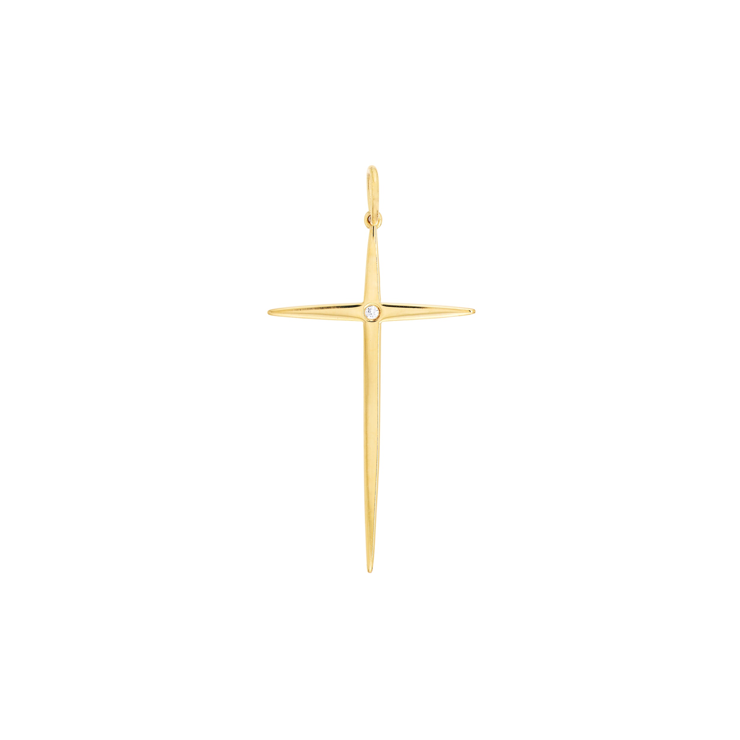 Pointed Cross Pendant with 1pt Diamond
