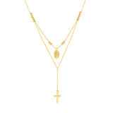 Virgin Mary and Cross Duo Necklace