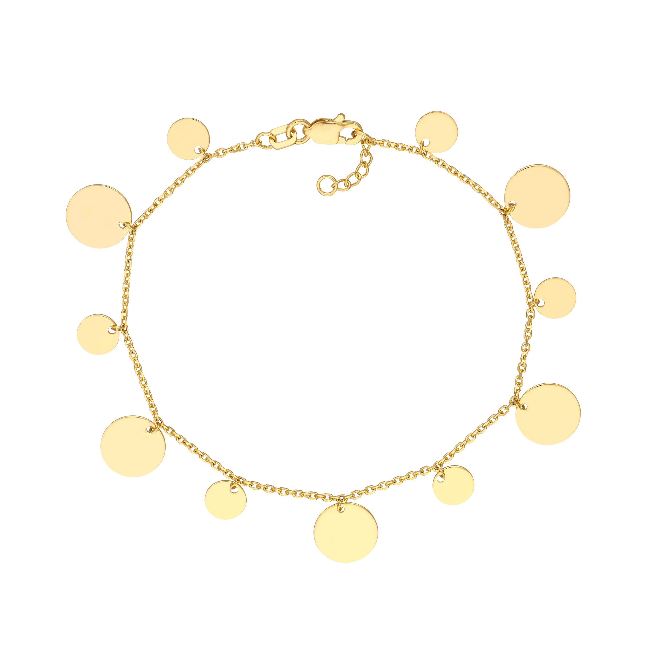 Two-Sized Dangle Disc Chain Bracelet