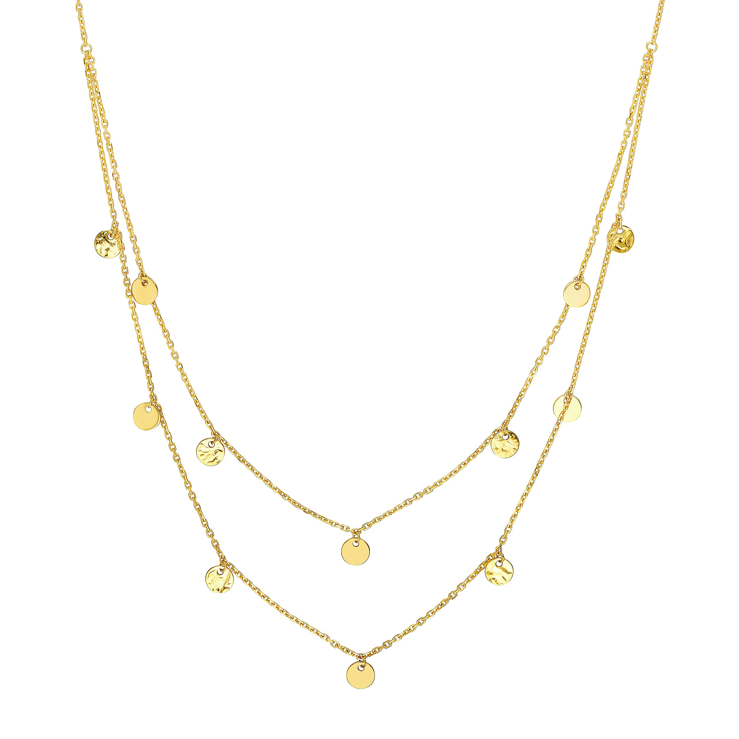 Double Stranded Disc Drop Bib Necklace