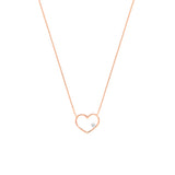 Rose Gold Open Wire Heart with Diamond Necklace