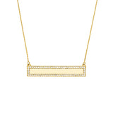 Engravable Bar Necklace with 1/3tcw Diamond Border