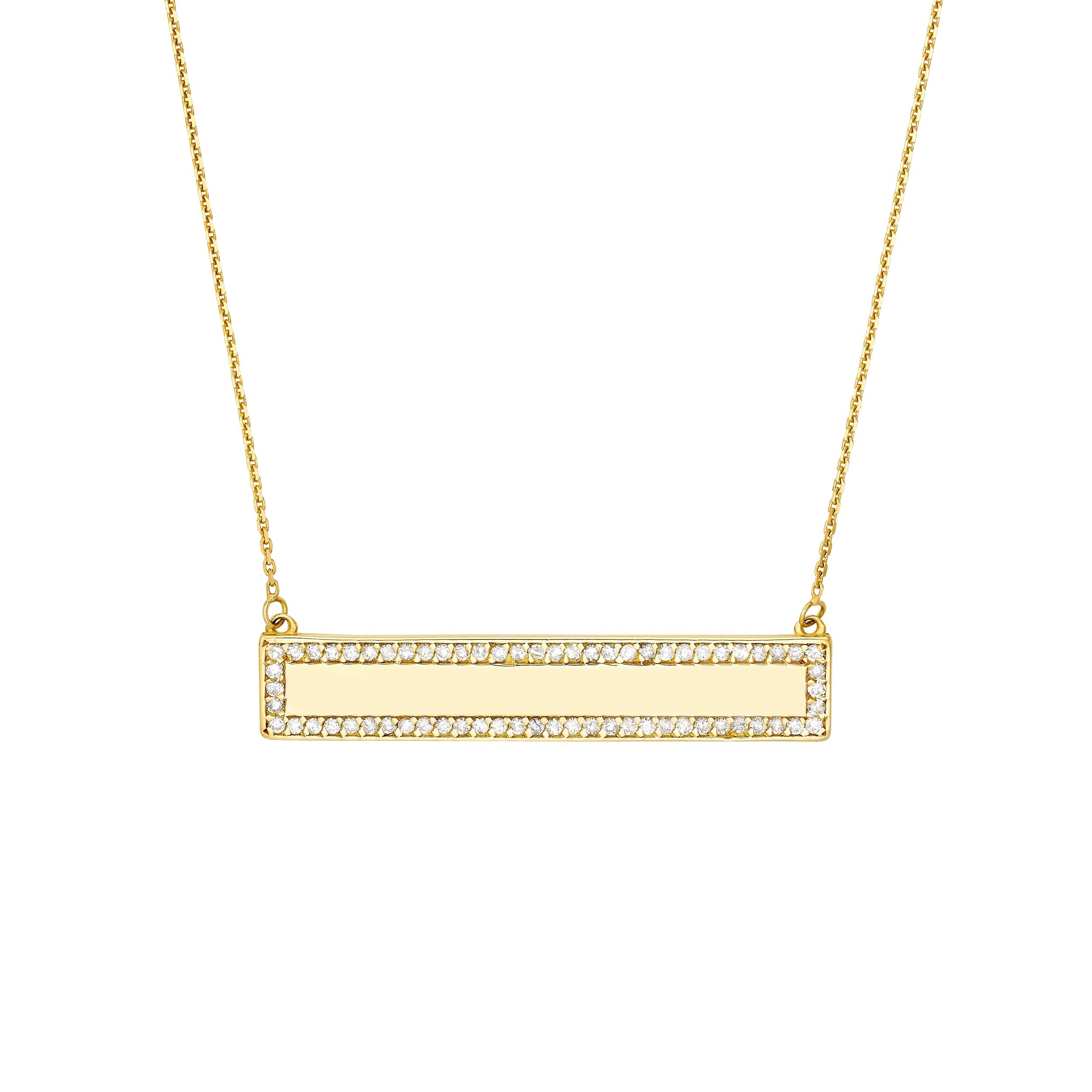 Engravable Bar Necklace with 1/3tcw Diamond Border