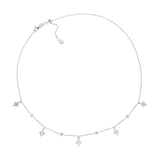 Sterling Silver Diamond-Shapes and CZ Adjustable Choker