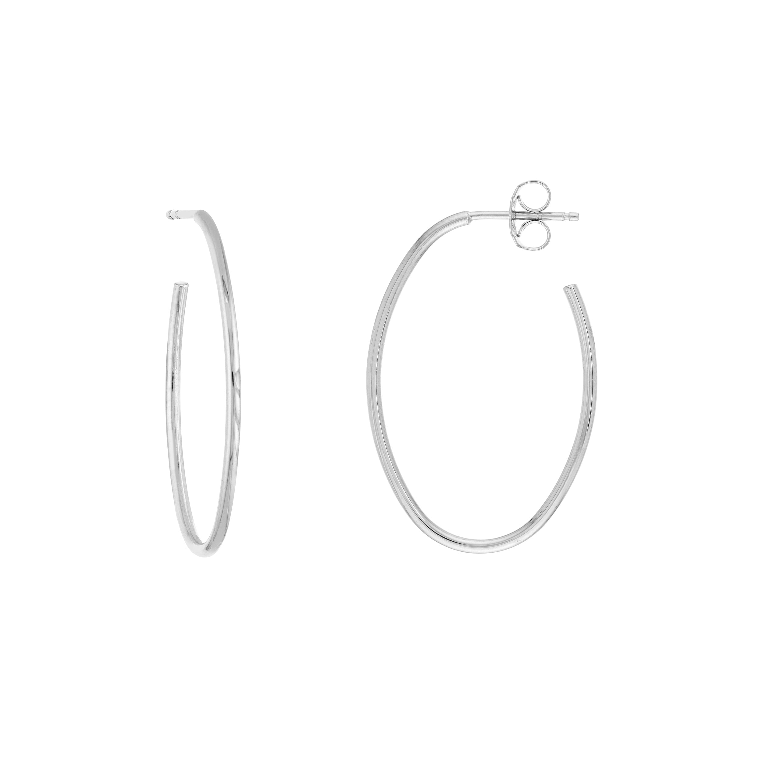 28mm x 19.5mm Oval Post Hoop Earrings