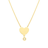 Heart with Diamond Drop Adjustable Necklace