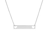 Plated Sterling Silver Mini Bar Necklace with Hearts