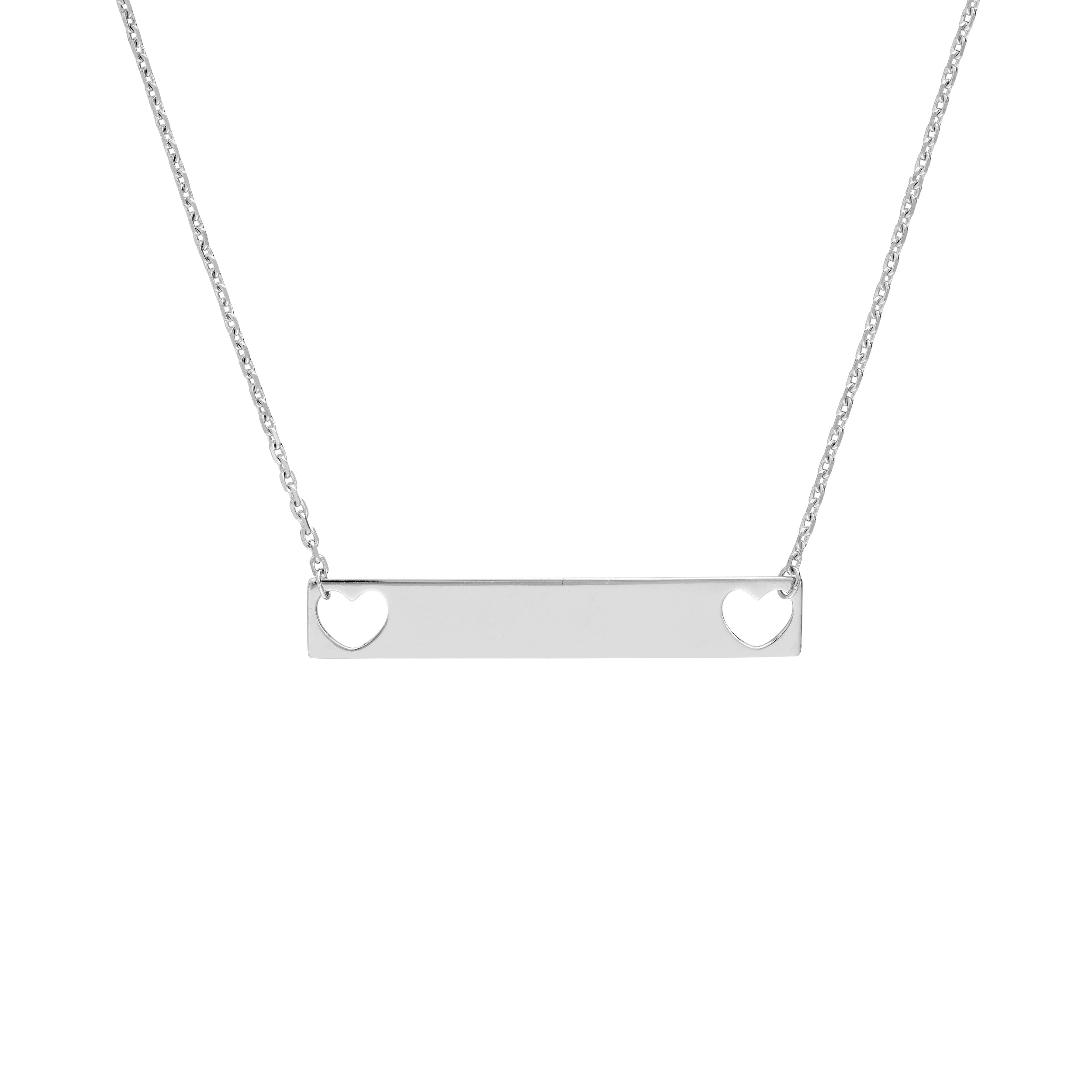 Plated Sterling Silver Mini Bar Necklace with Hearts