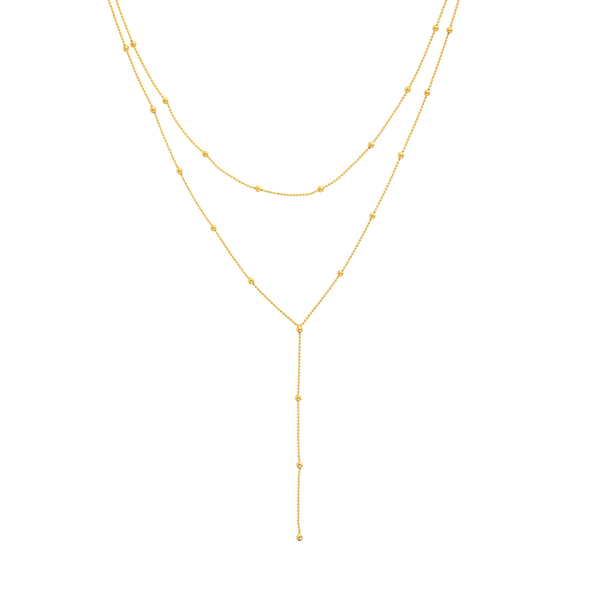 Double Stranded Bead Station Drop Necklace
