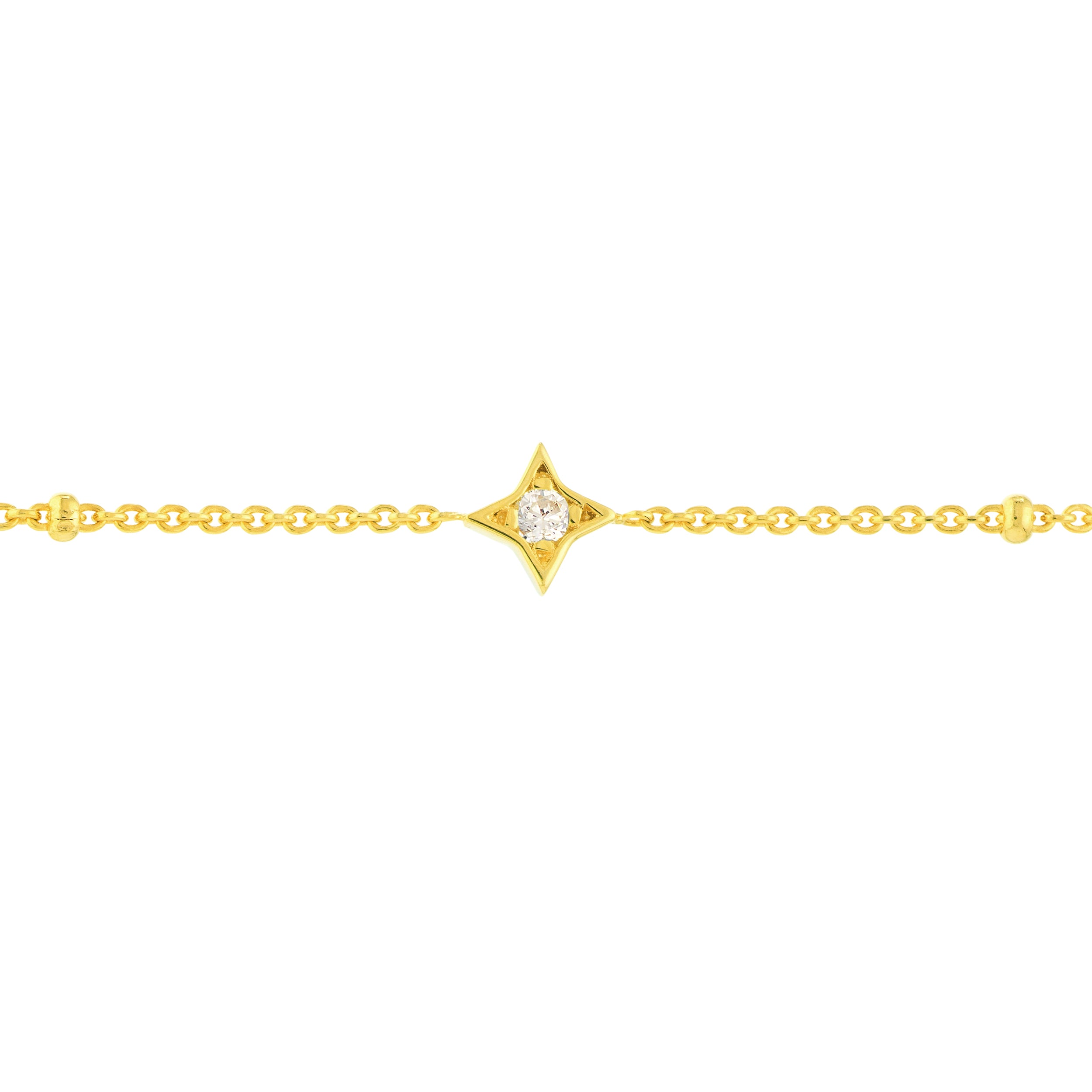 Diamond Star Bezels and Beads Bracelet