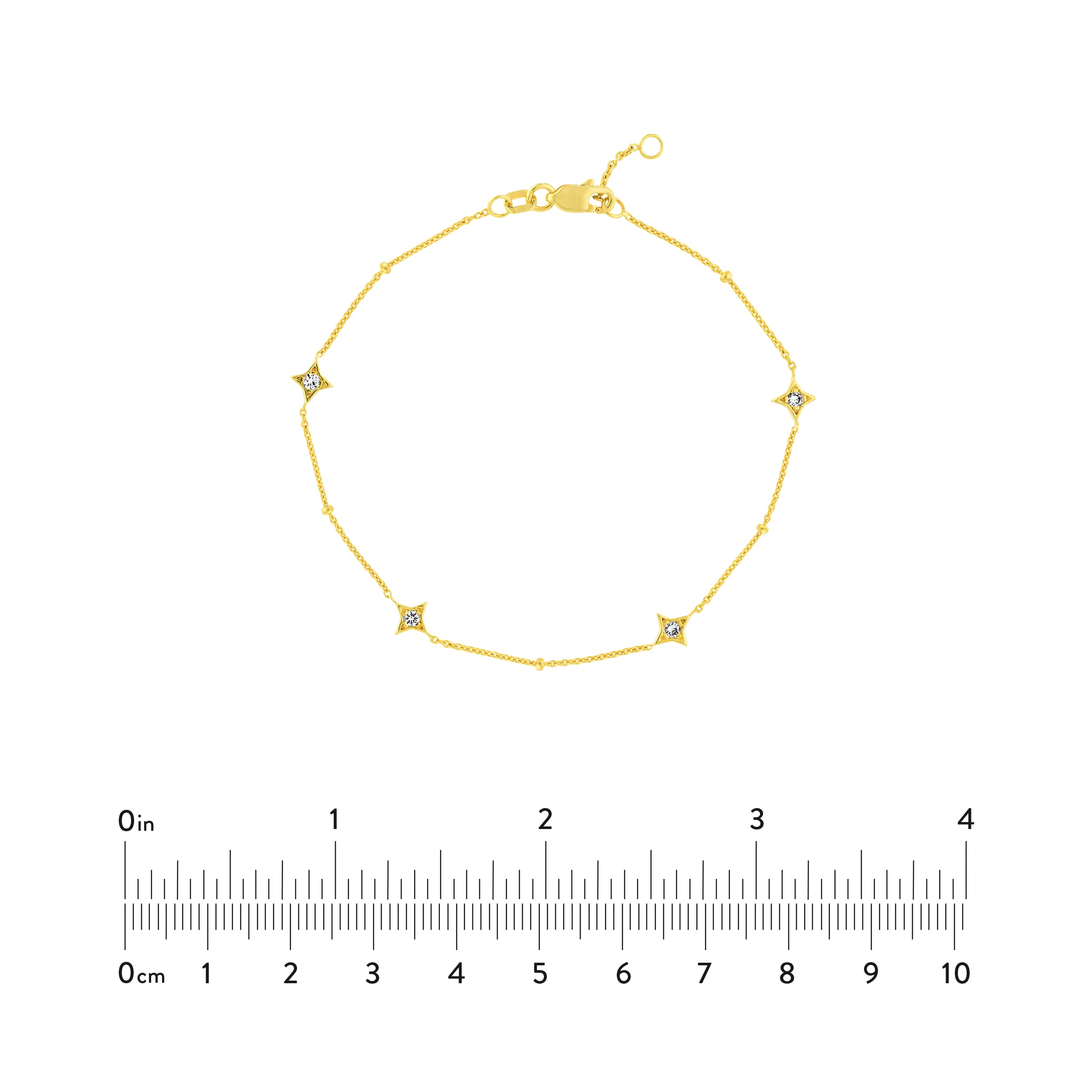 Diamond Star Bezels and Beads Bracelet