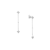 Diamond Star Bezels and Bead Drop Earrings