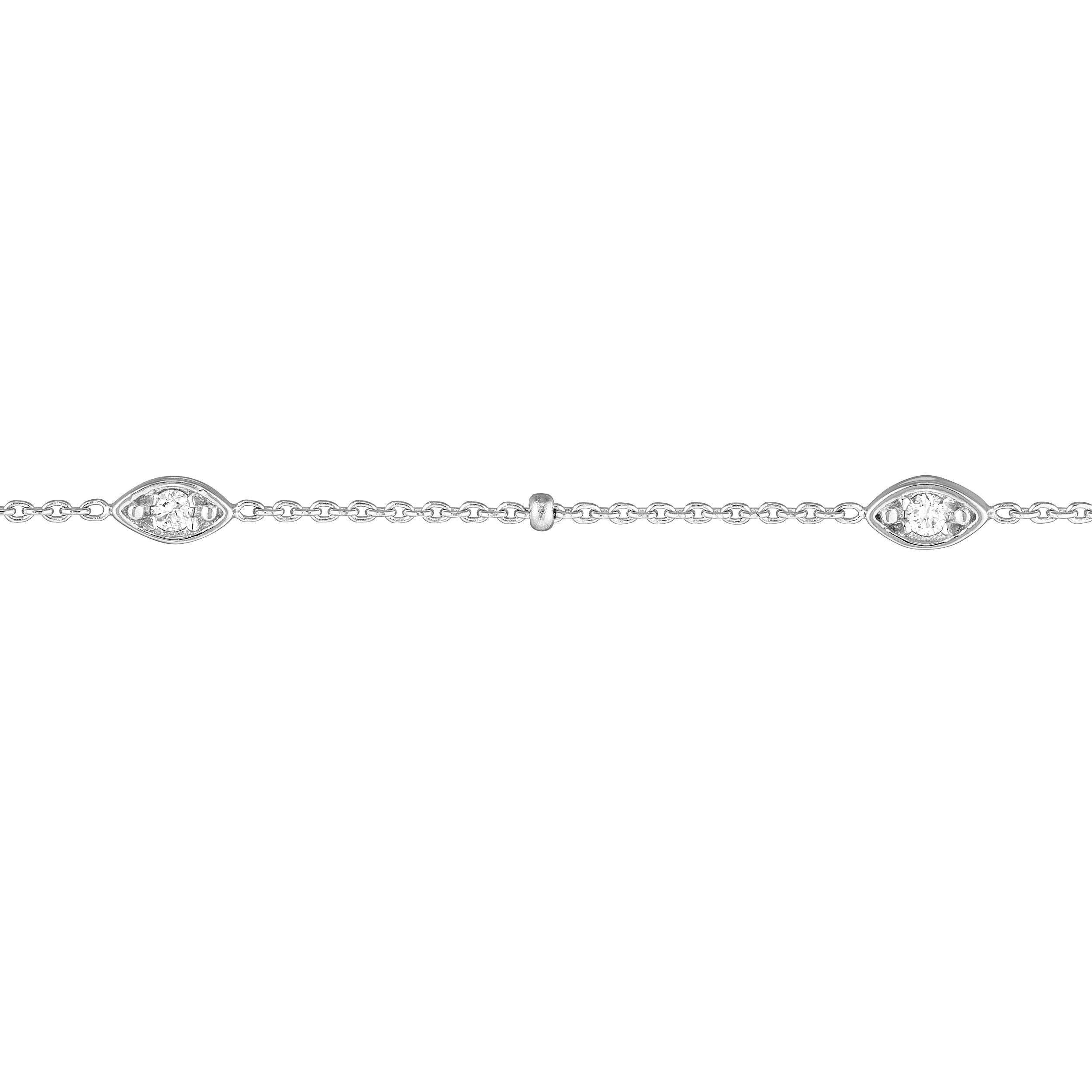 Diamond Marquise Bezels and Beads Bracelet