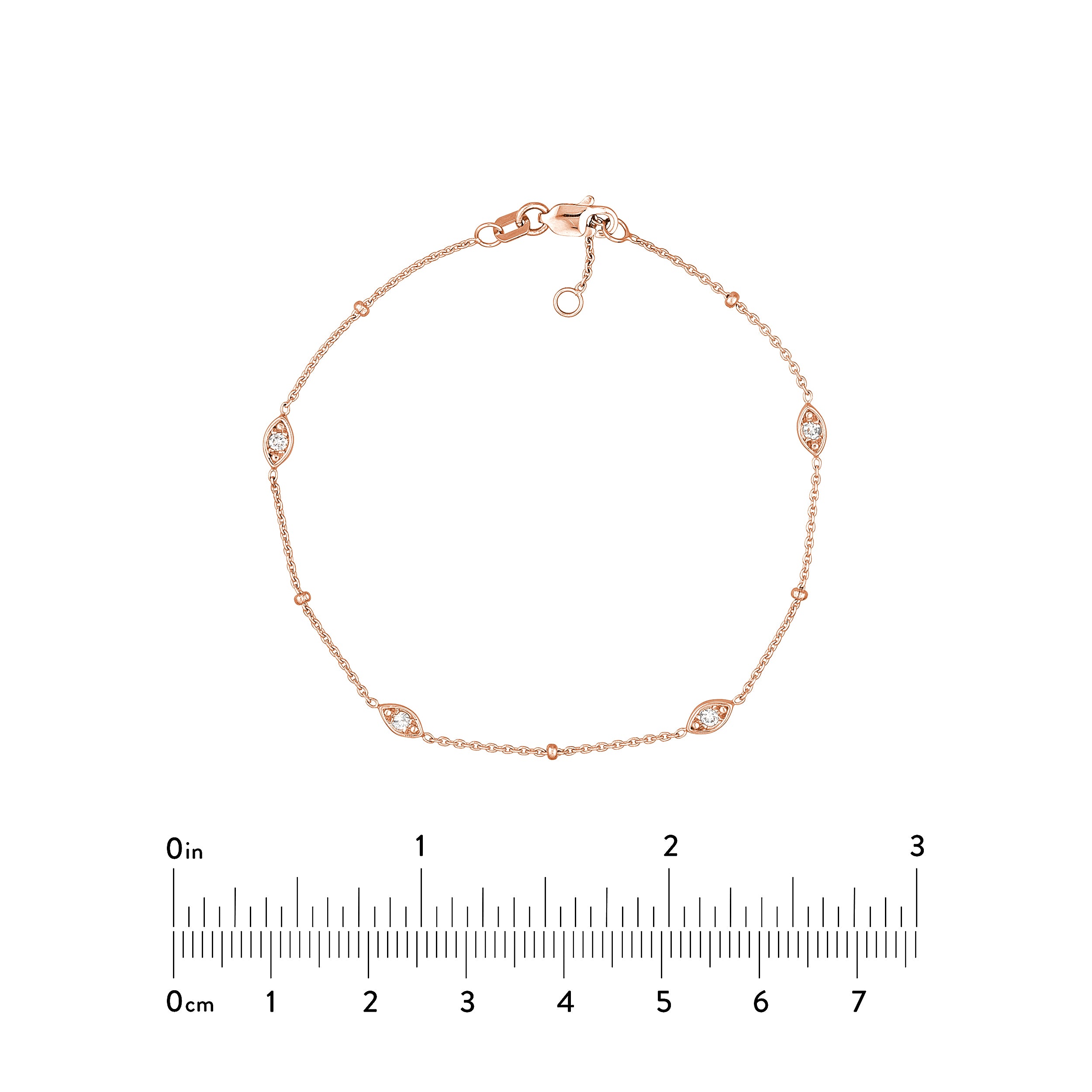 Diamond Marquise Bezels and Beads Bracelet