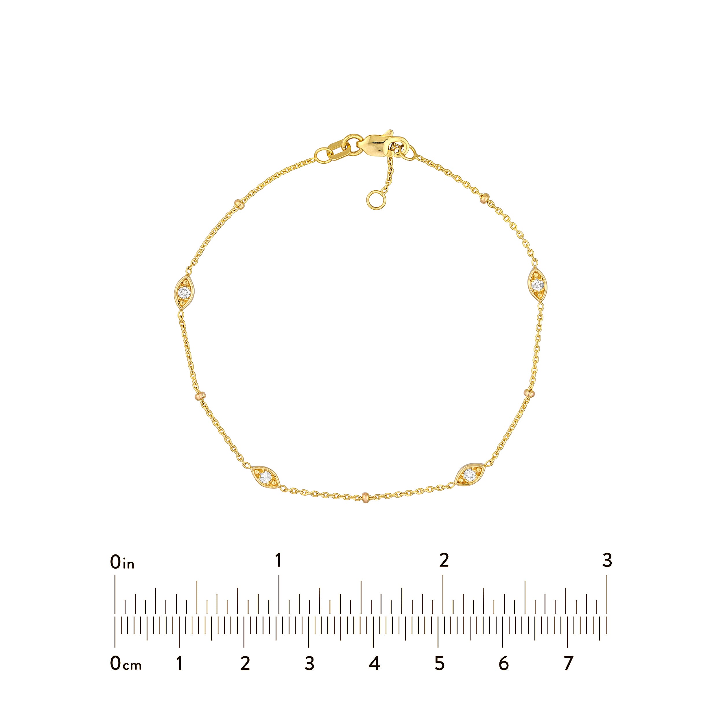 Diamond Marquise Bezels and Beads Bracelet