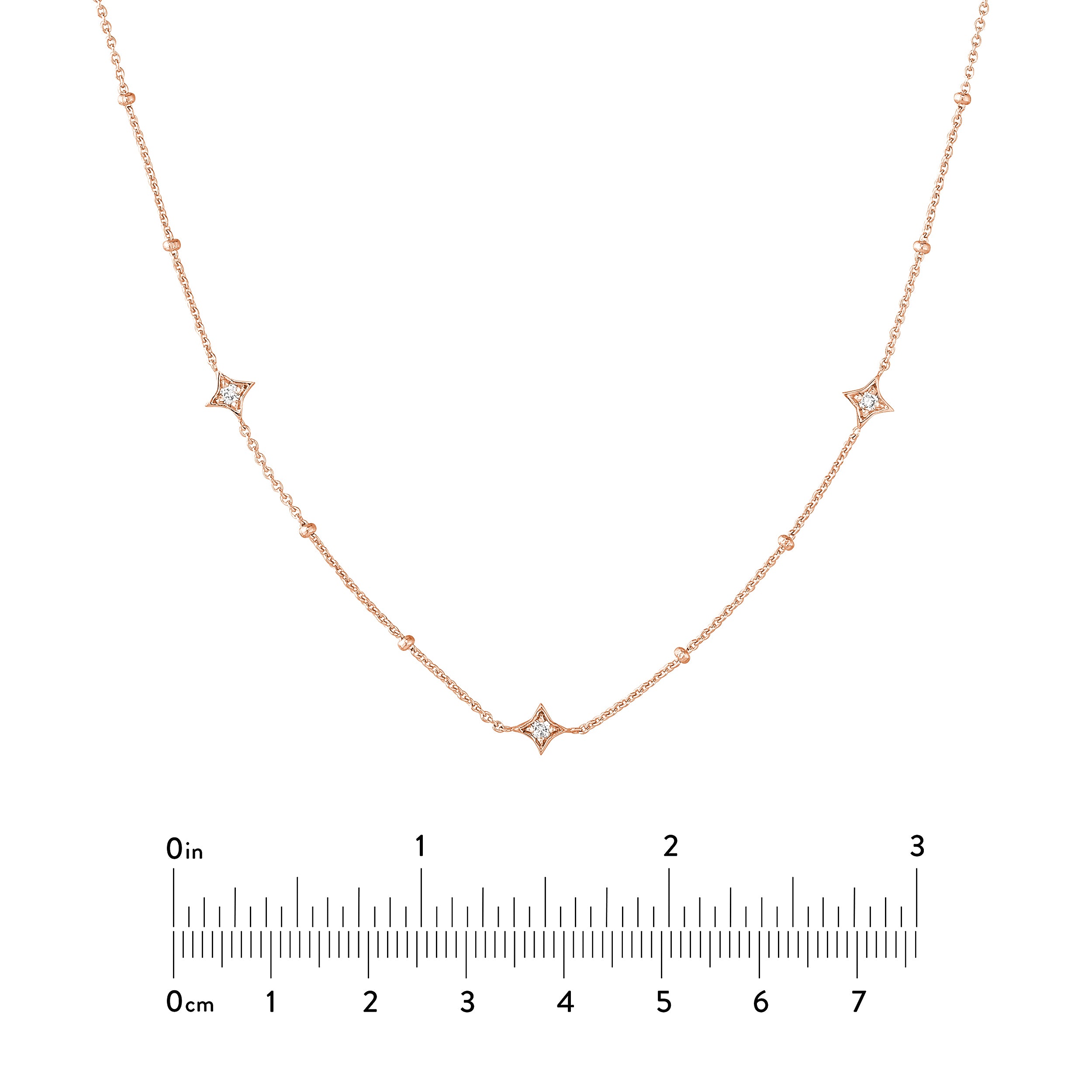 Diamond Star Bezels and Beads Necklace