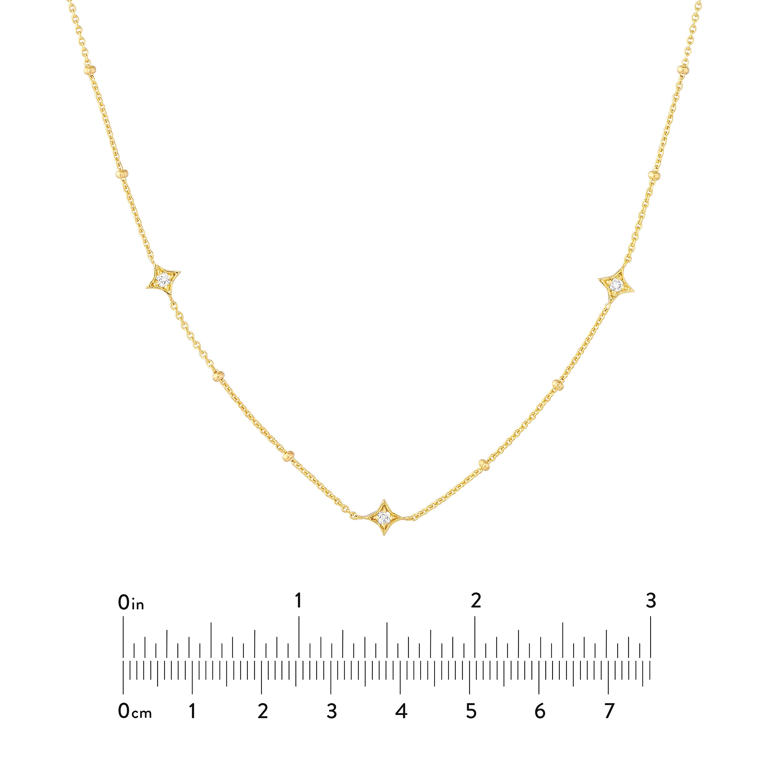 Diamond Star Bezels and Beads Necklace