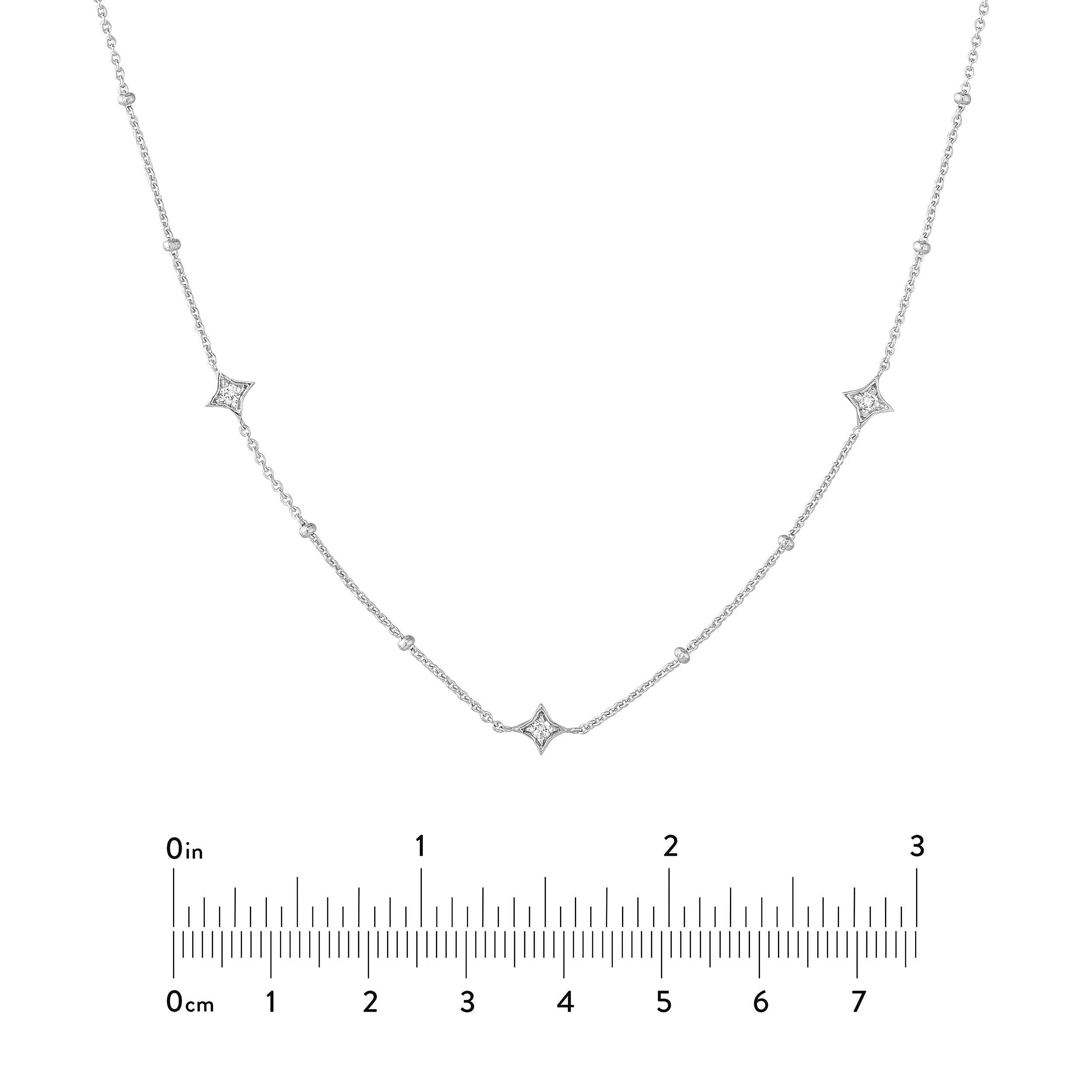 Diamond Star Bezels and Beads Necklace