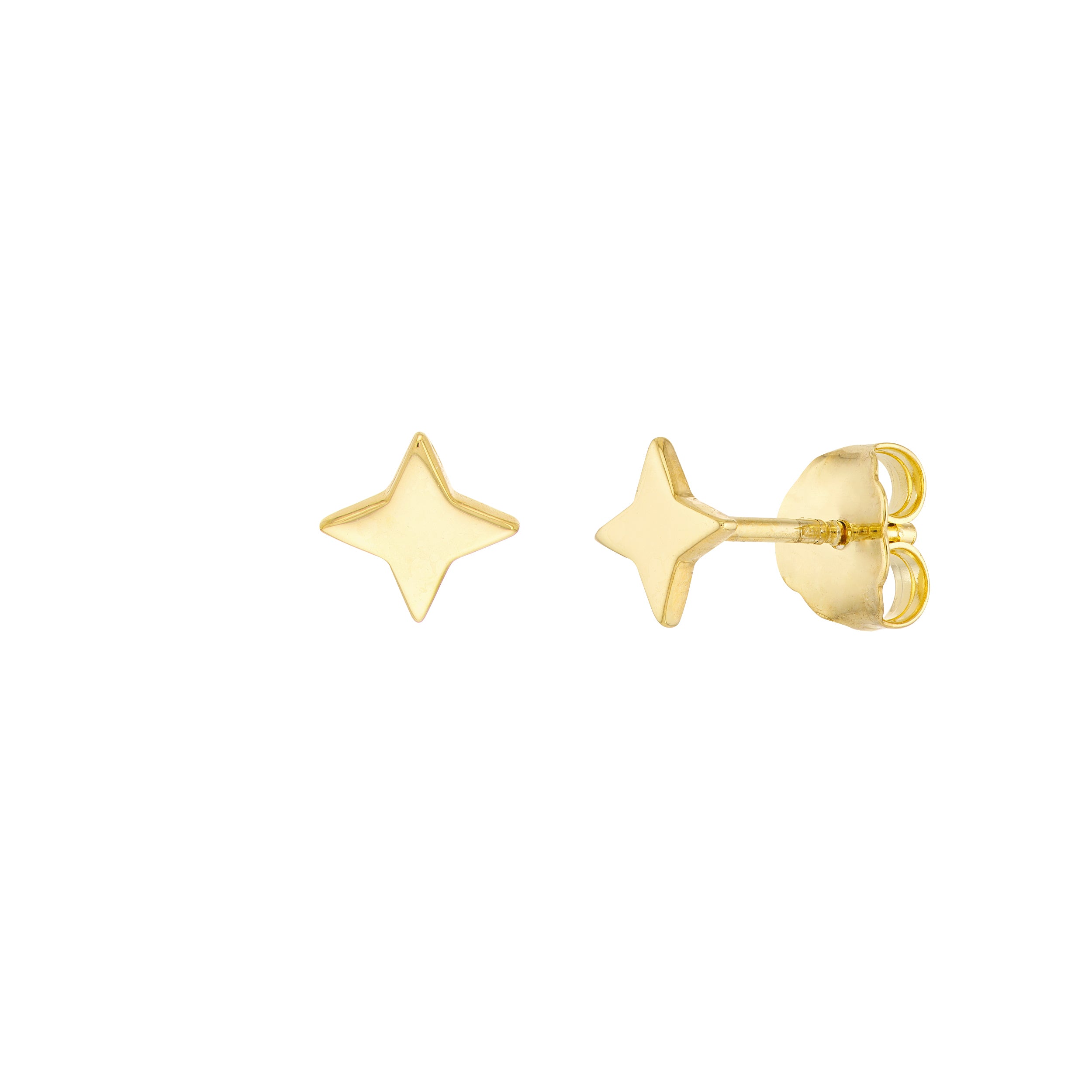 North Star Stud Earrings on Post Back