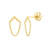 Chevron Bar Earrings with Chain Drape