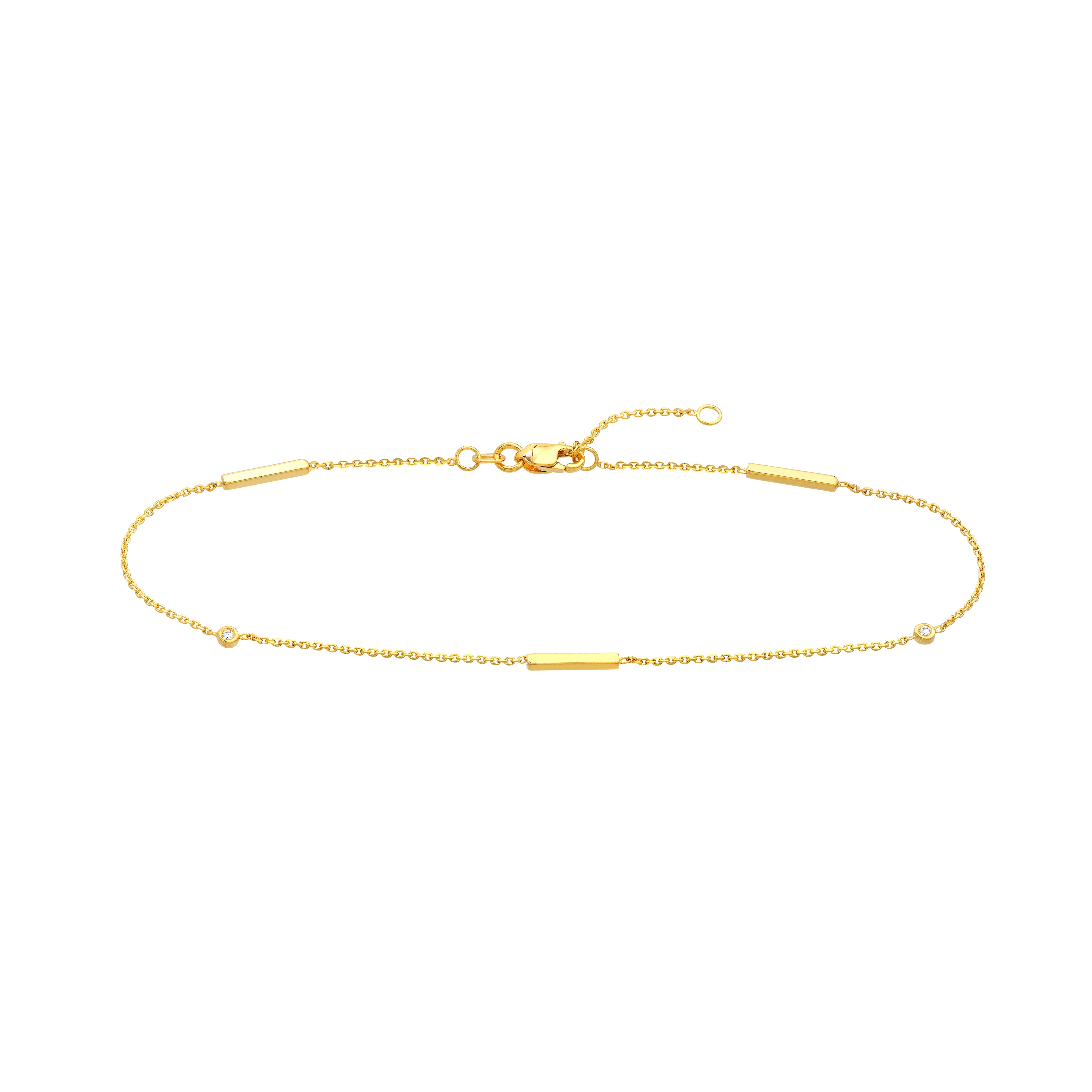 3pt Diamond Bezels and Bars Adjustable Anklet