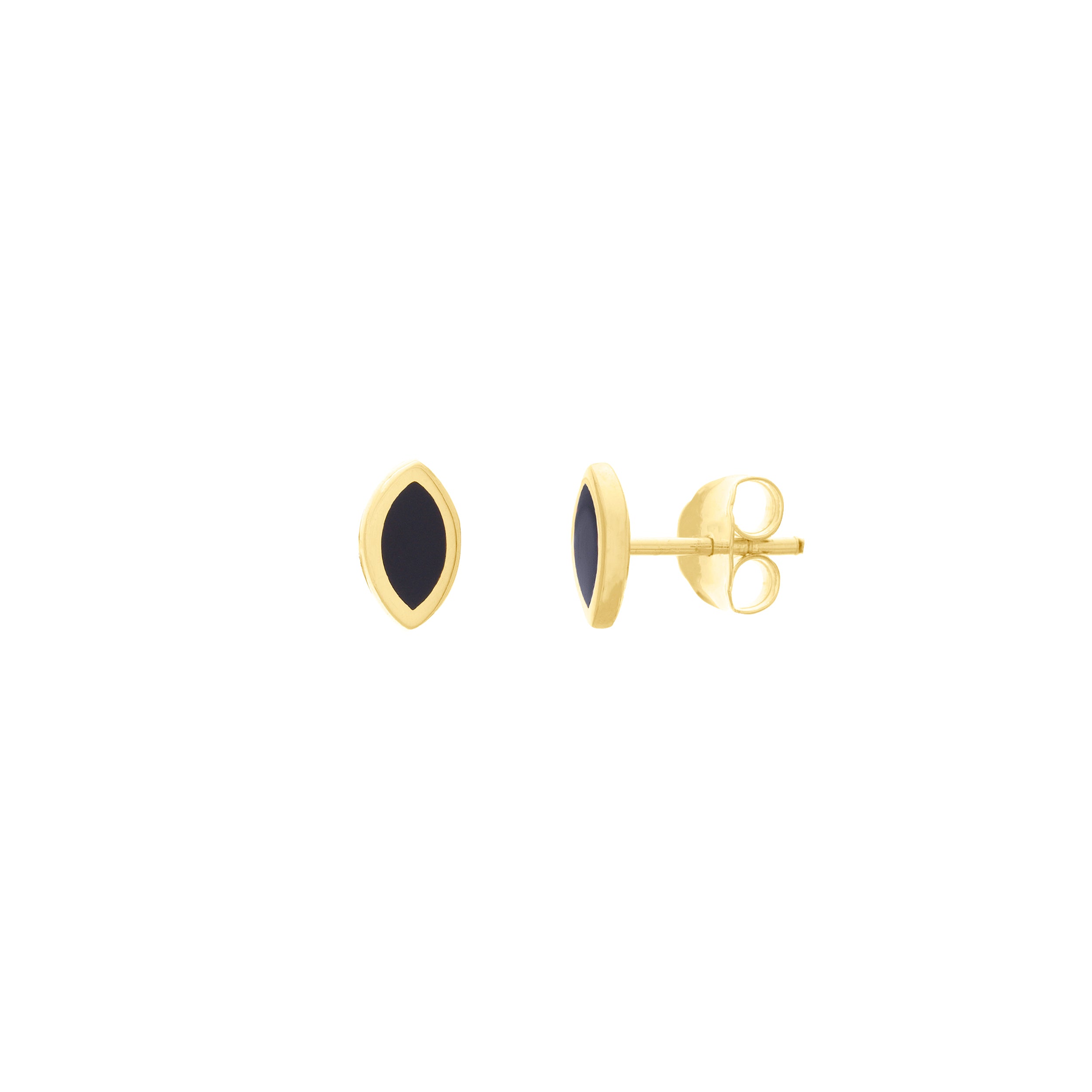 Black Enamel Marquise Stud Earrings
