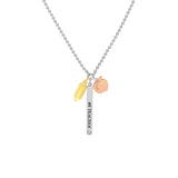 Sterling Silver #1 Teacher Bar Dangles Mixed Charm Necklace