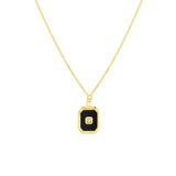 Black Enamel Octagon Medallion Necklace