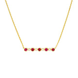 Diamond and Ruby Bezel Bar Necklace