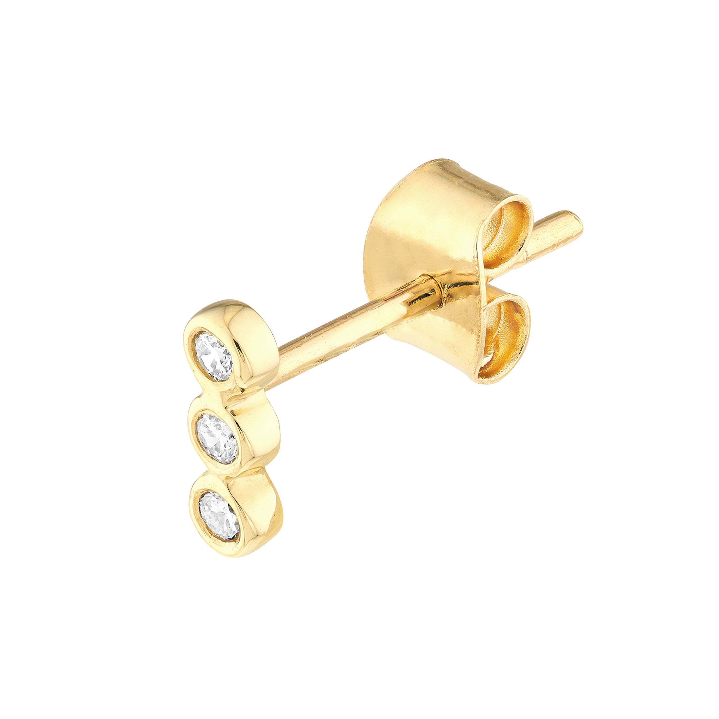 1/15tcw Diamond Bezel Trio Stud Earrings