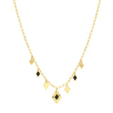 Black Enamel Diamond-Shaped Drops Necklace
