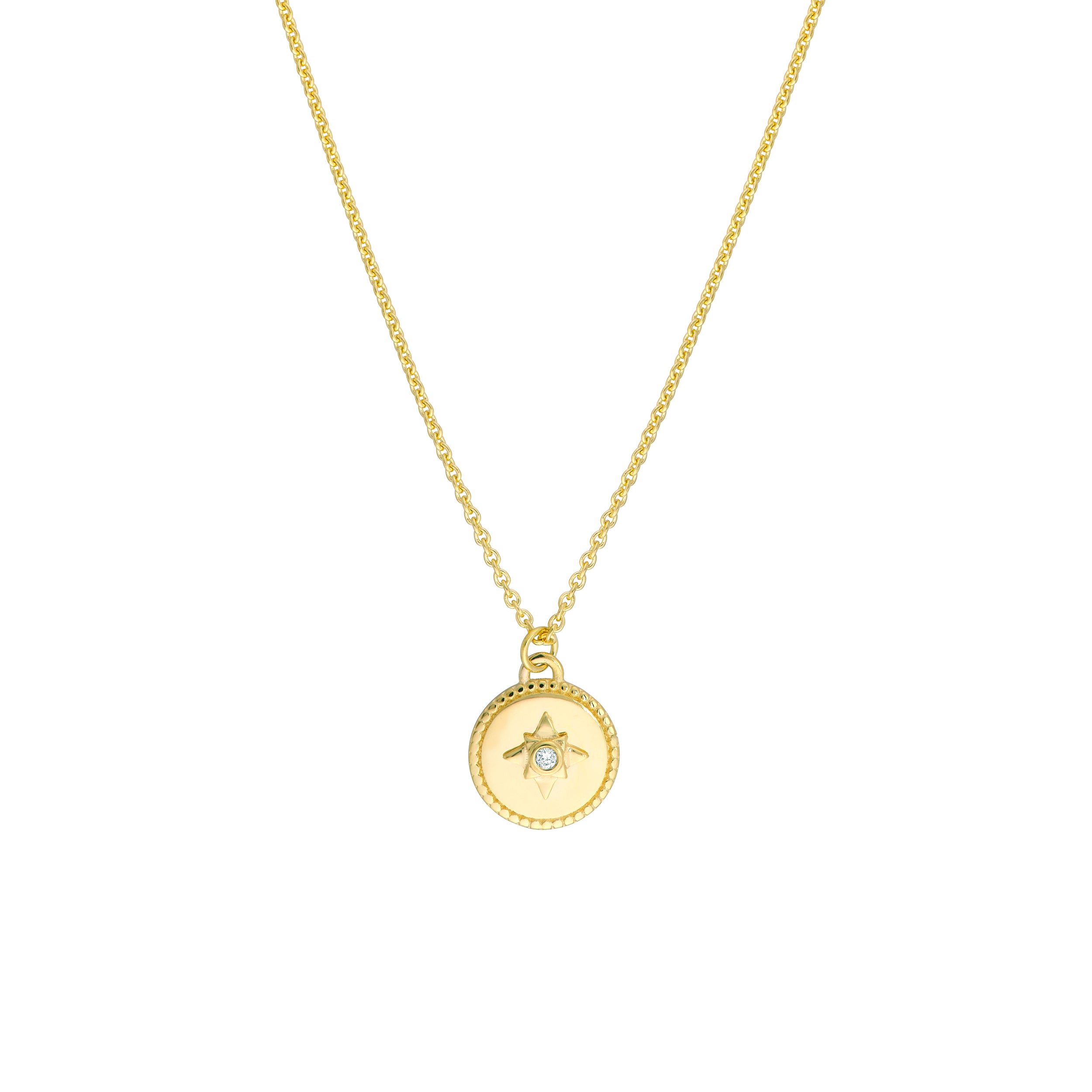 Small Star Medallion Necklace with Diamond