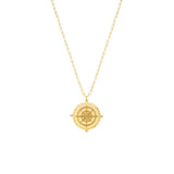 Wind Rose Compass Medallion on Paper Clip Chain